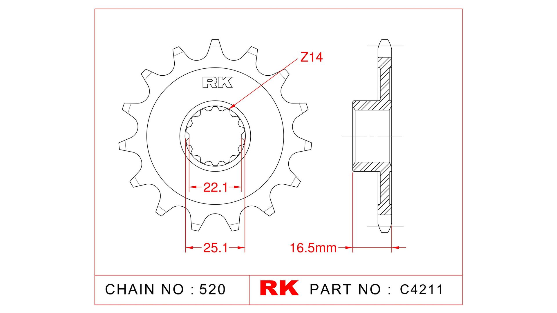RK Antriebsritzel 4211 14 Zähne