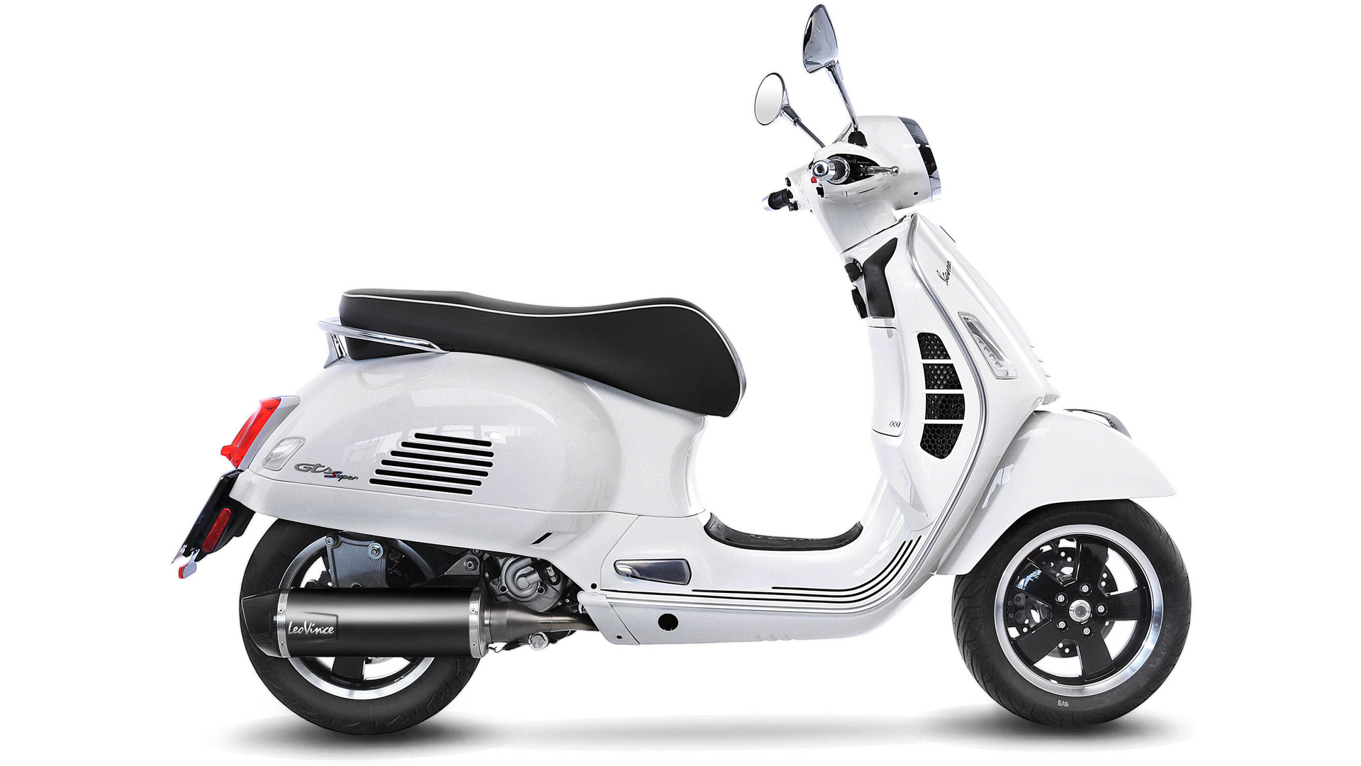 LeoVince SLIP-ON Edelstahl SBK NERO für VESPA GTS 300 HPE/SUPER/SEI GIORNI mit Katalysator