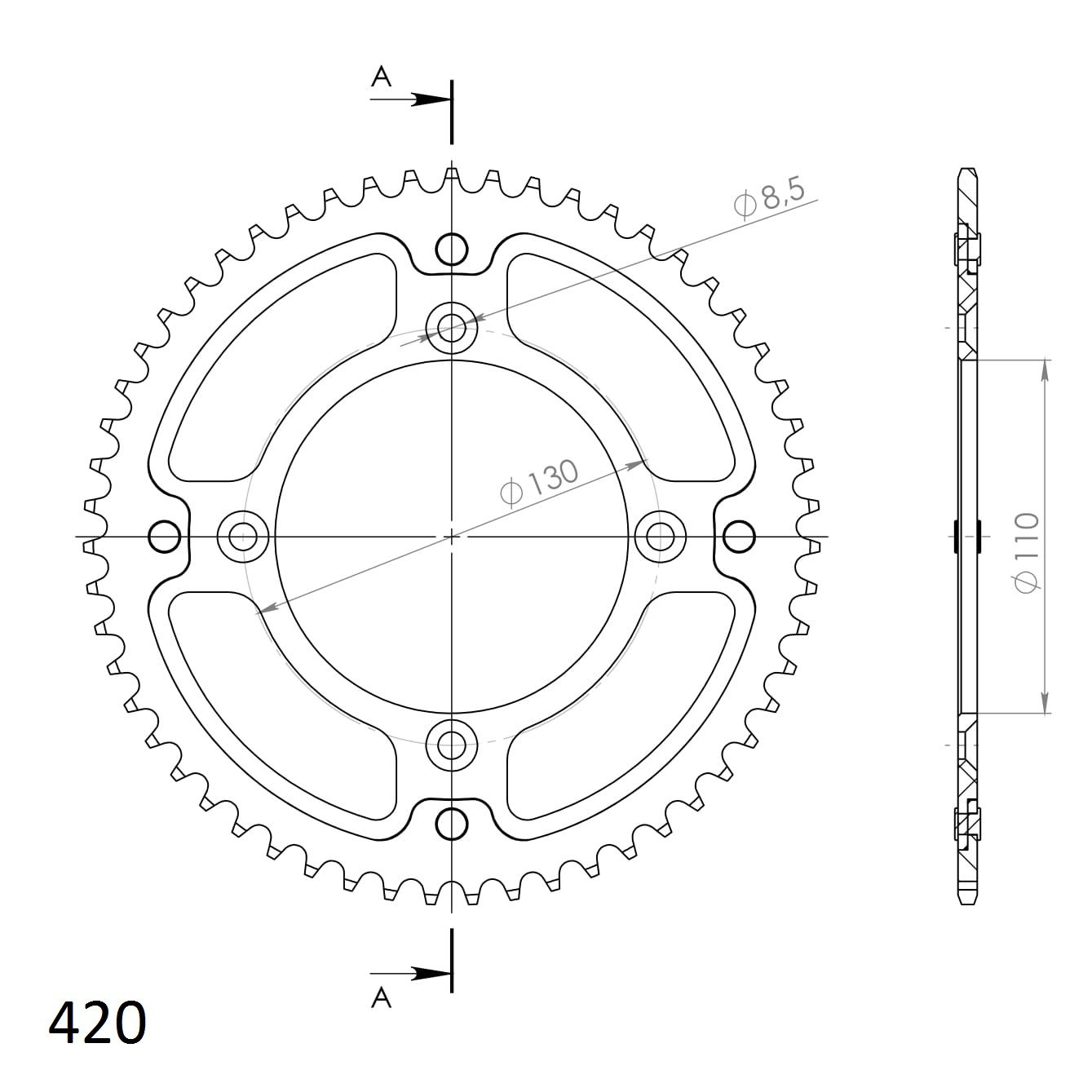 Supersprox Stealth-Kettenrad 420 52Z (Gold)