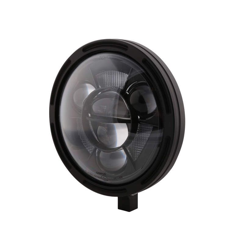 HIGHSIDER pro 7 Zoll Hauptscheinwerfer Frame-R1 Typ 11 LED Schwarz Untere Befestigung, E-Geprüft (1Stck)