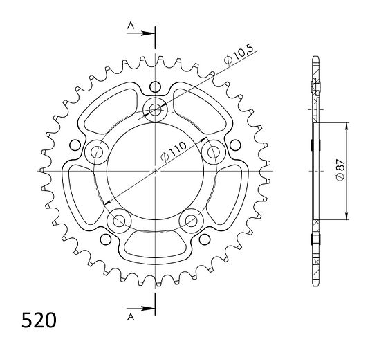 Supersprox Stealth-Kettenrad 520 39Z (Gold)