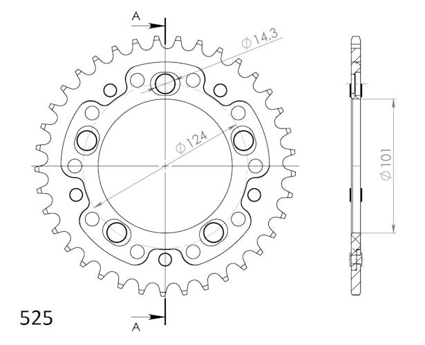 Supersprox Stealth-Kettenrad 525 38Z (Gold)