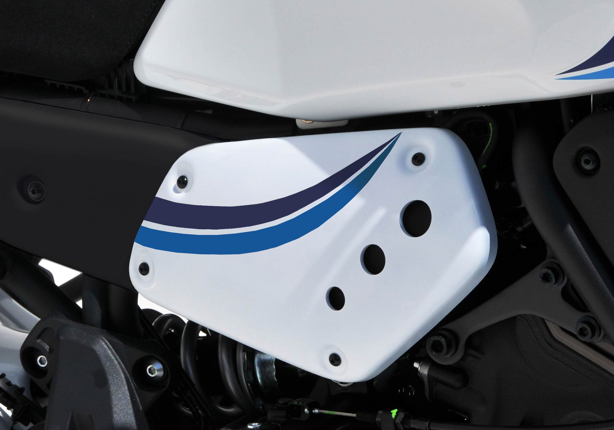 BODYSTYLE Sportsline Seitenteile ABS Kunststoff weiß/blau für YAMAHA XSR700 / XTribute / Legacy 